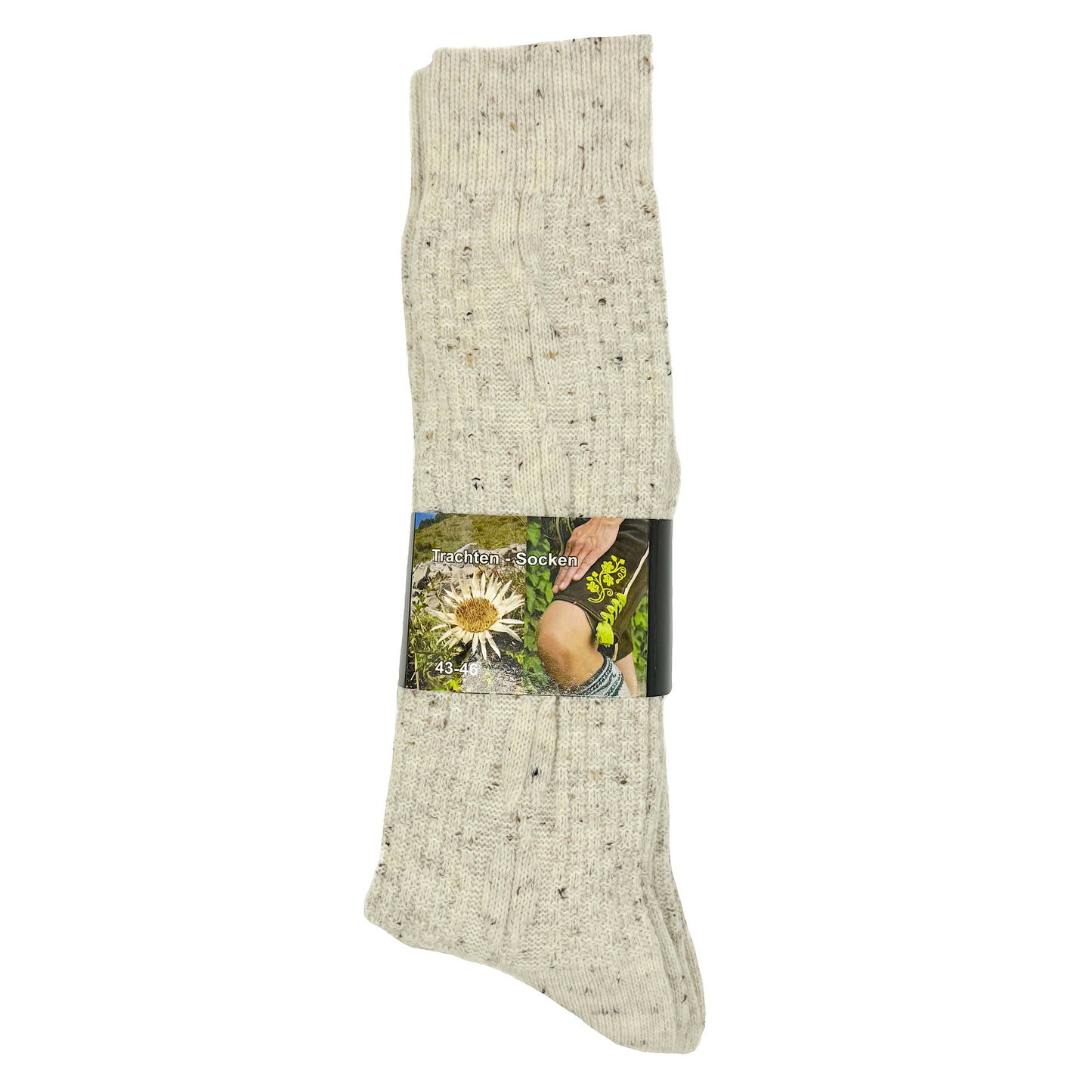 2 Paar Damen und Herren Trachtenstrümpfe Wanderstrümpfe Wandersocken Kniestrümpfe mit edlem Strickmuster Zopfmuster kniehoch (hellgrau)