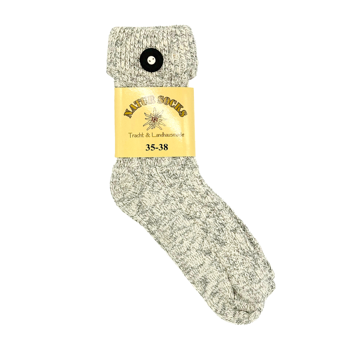 Damen und Herren Trachtensocken im modernen Landhaus-Stil mit Hirschhornknopf– handgekettelte Naht – (grau)