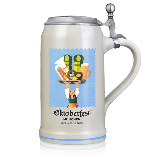 offizieller Oktoberfest Krug 2025 der Stadt München - mit Zindeckel - Sammlerstück